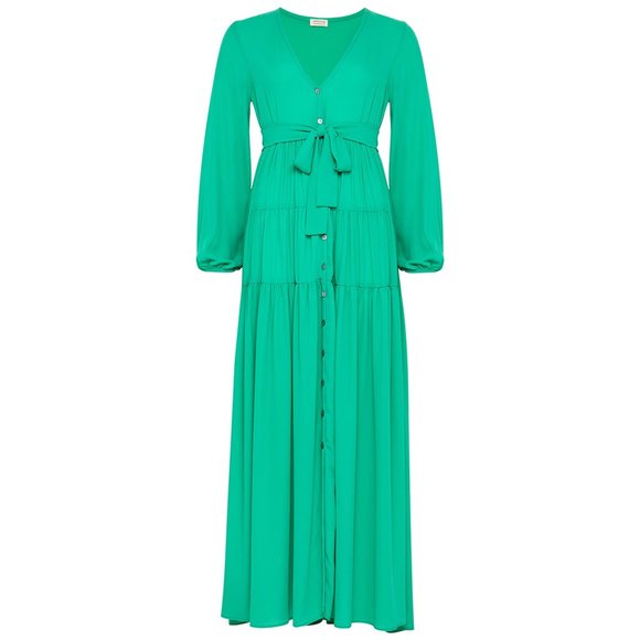 Maxi Dress | Button Up Maxi Dress | Long Sleeve | Green | NWT - Picture 8 of 8